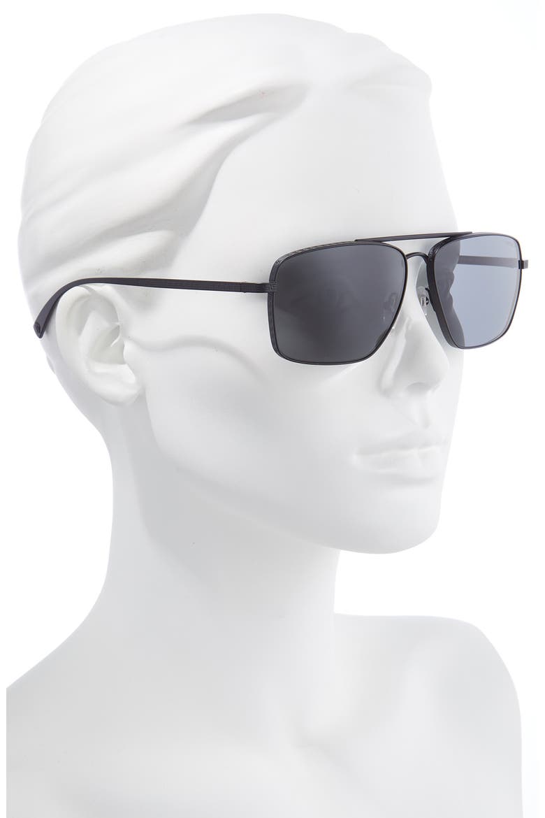 61mm Aviator Sunglasses, Alternate, color, MATTE BLACK/ DARK GREY