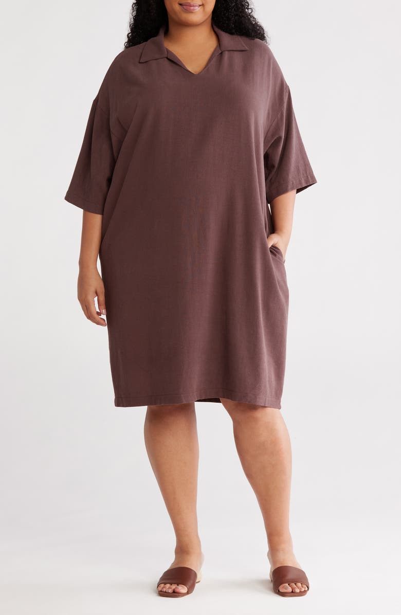 Renee C Johnny Collar Shift Dress, Main, color, Mocha
