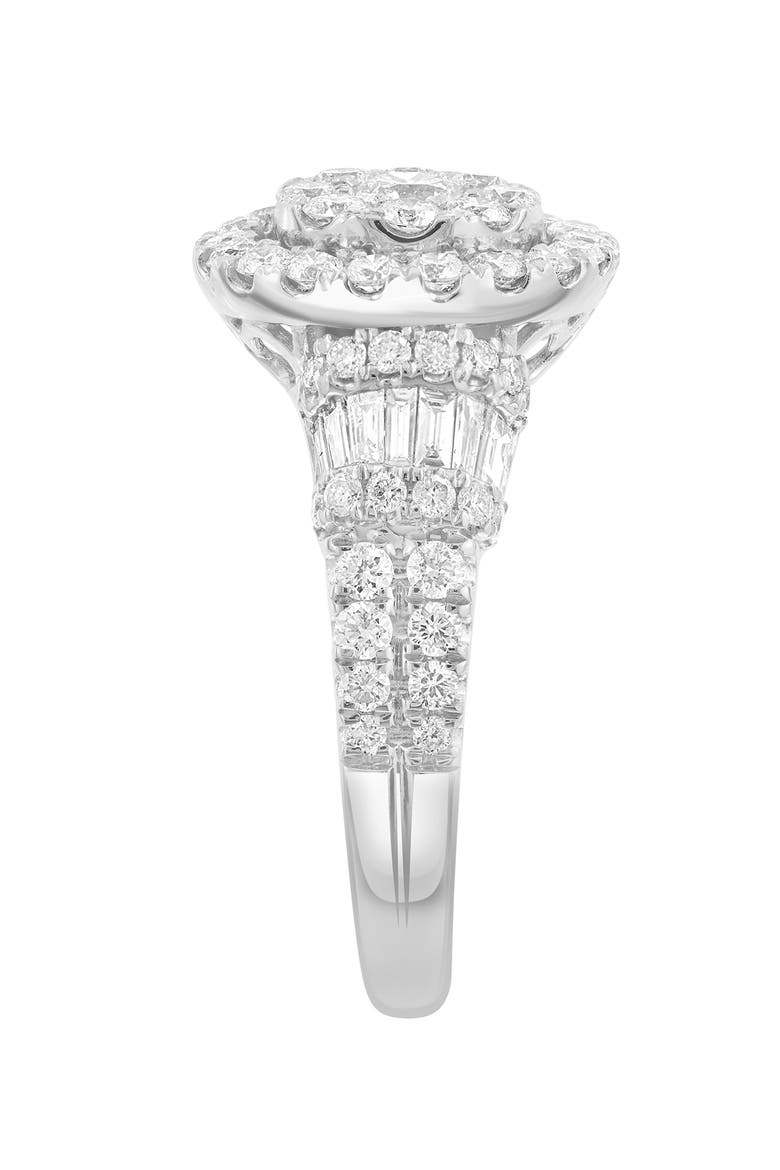 Double Halo Diamond Ring in 14K White Gold, Alternate, color, Hematite and FW Blush Pearl