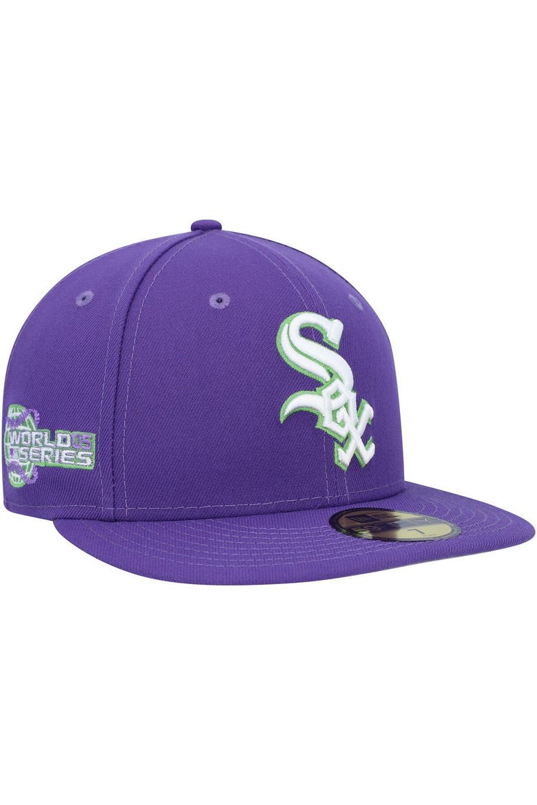 Men's New Era Purple Chicago White Sox Lime Side Patch 59FIFTY Fitted Hat, Main, color, Purple