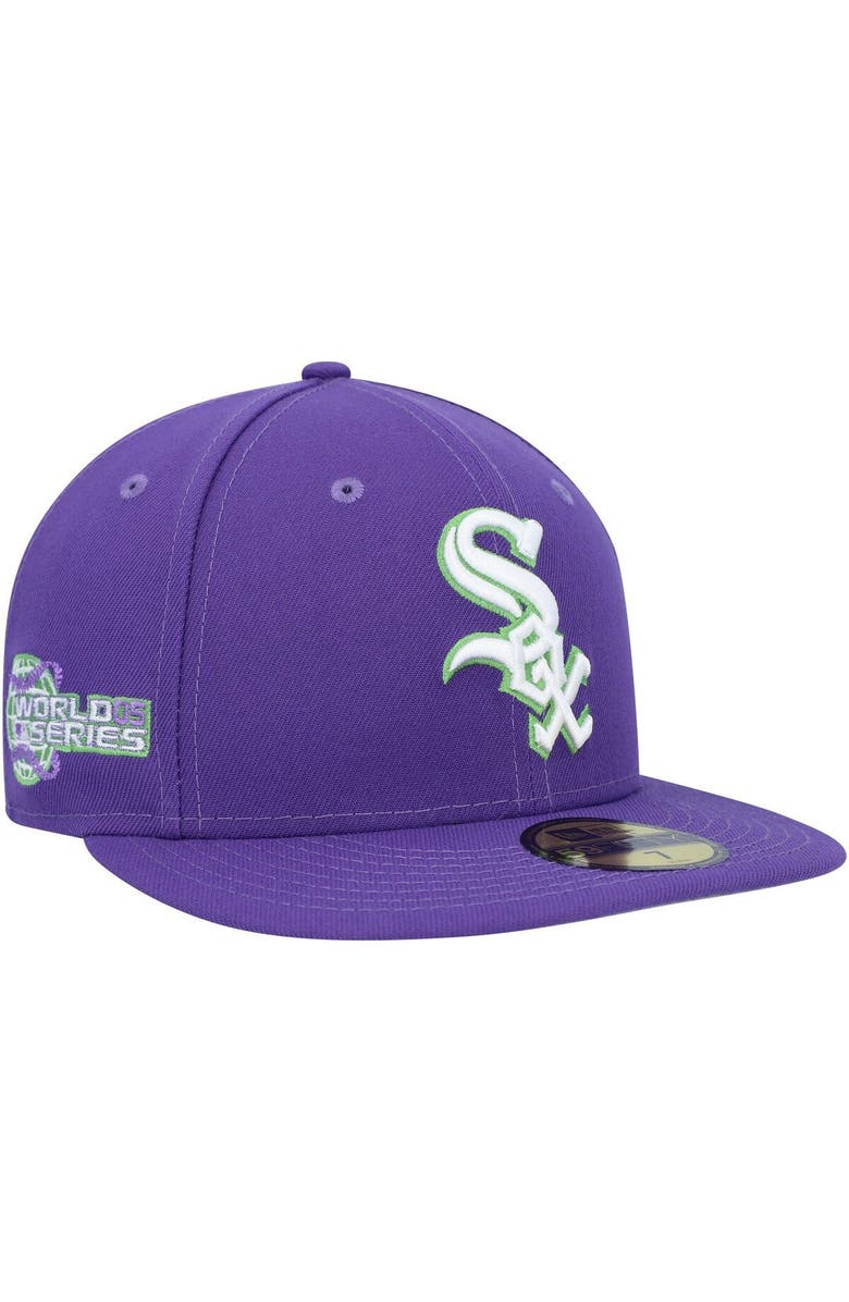 New Era Men's New Era Purple Chicago White Sox Lime Side Patch 59FIFTY Fitted Hat, Main, color, Purple