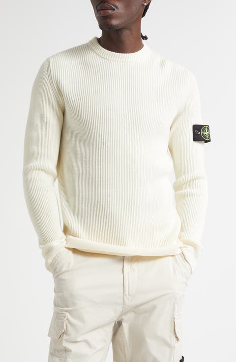 Compass Patch Rib Virgin Wool Crewneck Sweater