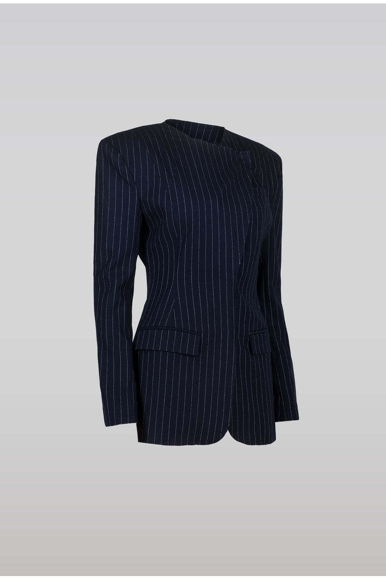 Pinstripe Suit Jacket, Alternate, color, Navy