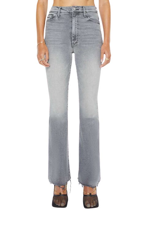 High Waist Fray Hem Bootcut Jeans (Catch Me Outside)
