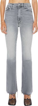MOTHER High Waist Fray Hem Flare Jeans