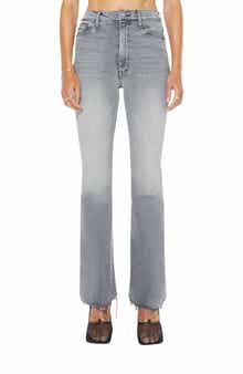 High Waist Fray Hem Flare Jeans