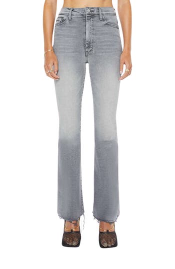 Mother High Waist Fray Hem Flare Jeans In Catch Me Outside