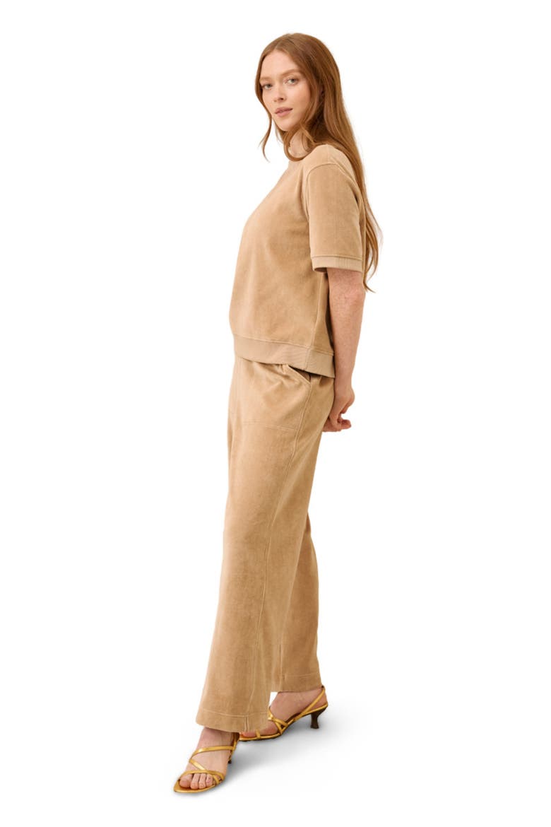 Organic Cotton Pure Velour Wide Leg Pant, Alternate, color, Sesame