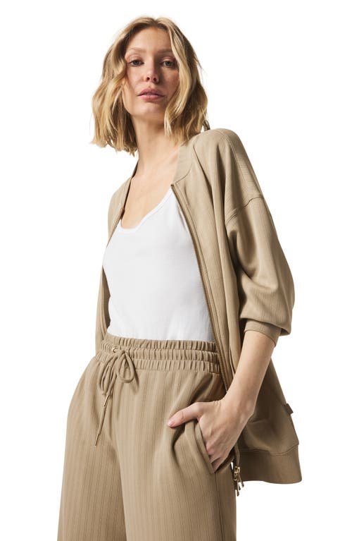 Splendid X @cellajaneblog Rib Scuba Zip-up Jacket In Brown