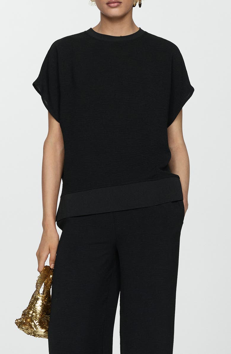 MANGO Fluid Dolman Short Sleeve Woven T-Shirt, Main, color, 