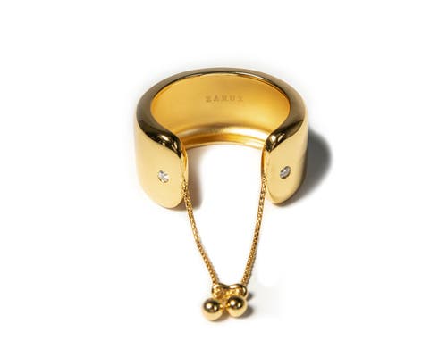 Zarux Modern Big Cuff With Moissanite Stone In Gold