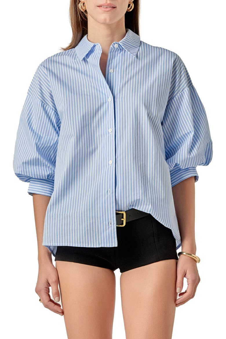 Stripe Balloon Shirt, Main, color, COBALT