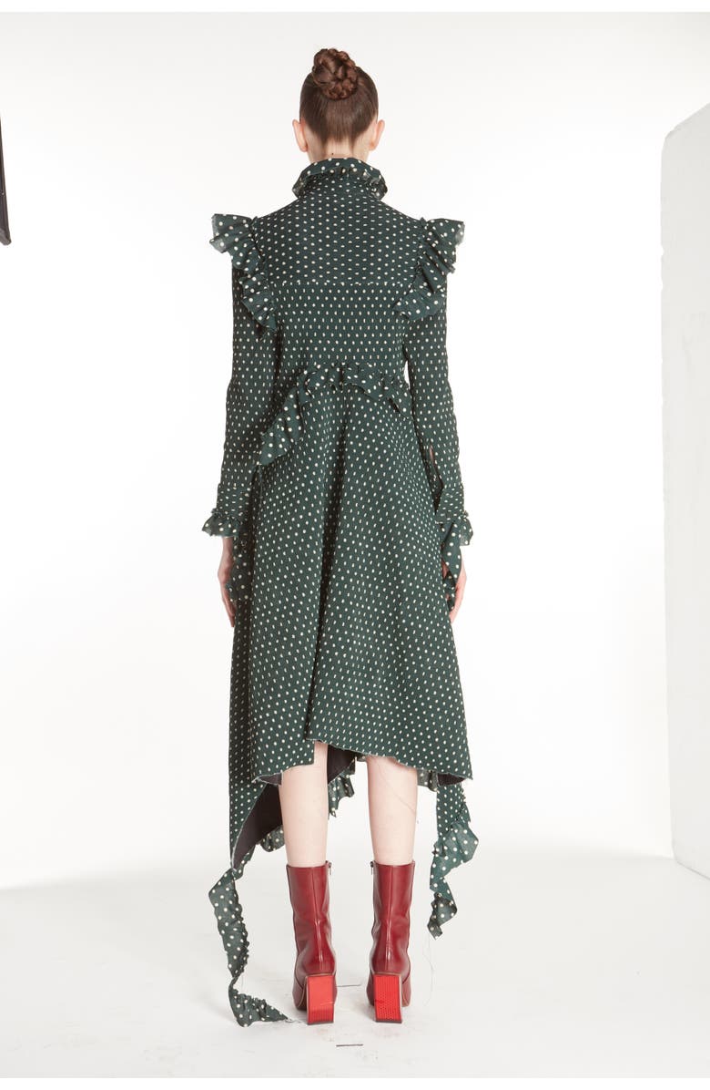VETEMENTS High Neck Frilled Polka Dot Dress, Alternate, color, 
