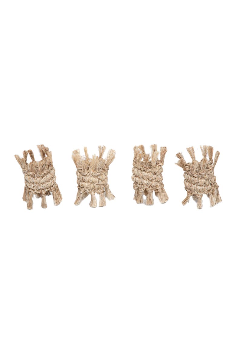 Fique Fringe Napkin Rings Set of 4, Alternate, color, Natural