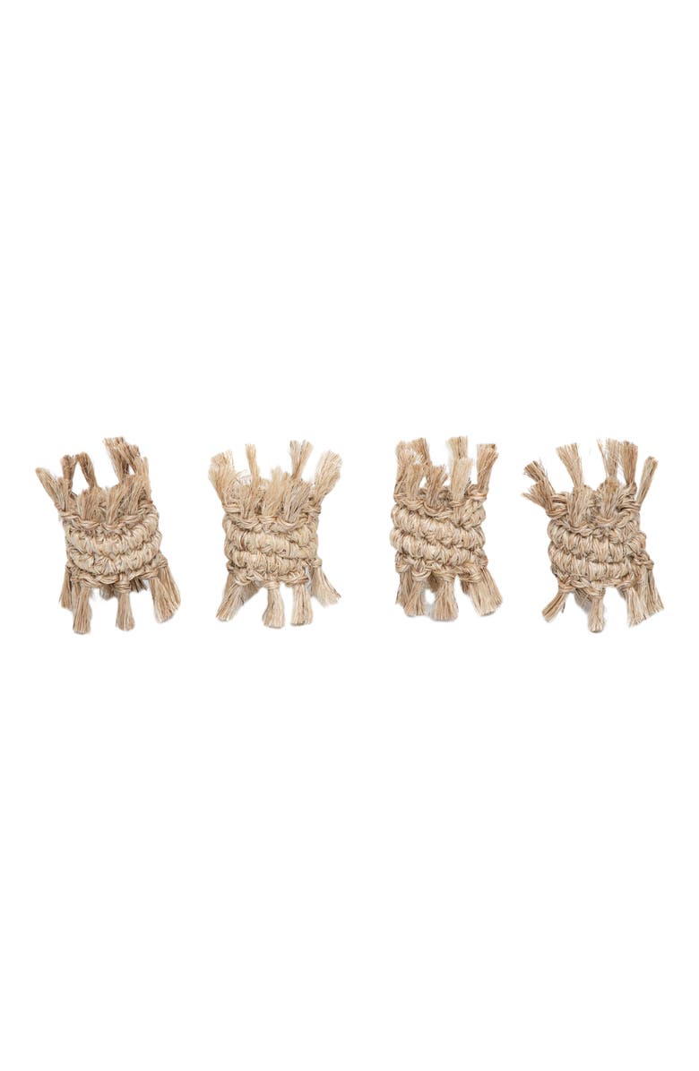 Tallo de Olivo Fique Fringe Napkin Rings Set of 4, Alternate, color, Natural