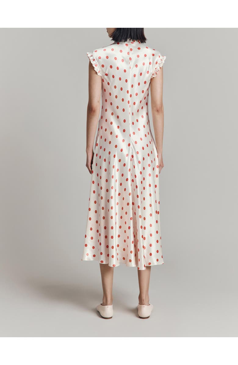 Ghost London Cicely Polka Dot Satin Midi Dress, Alternate, color, Ivory Polka Dot