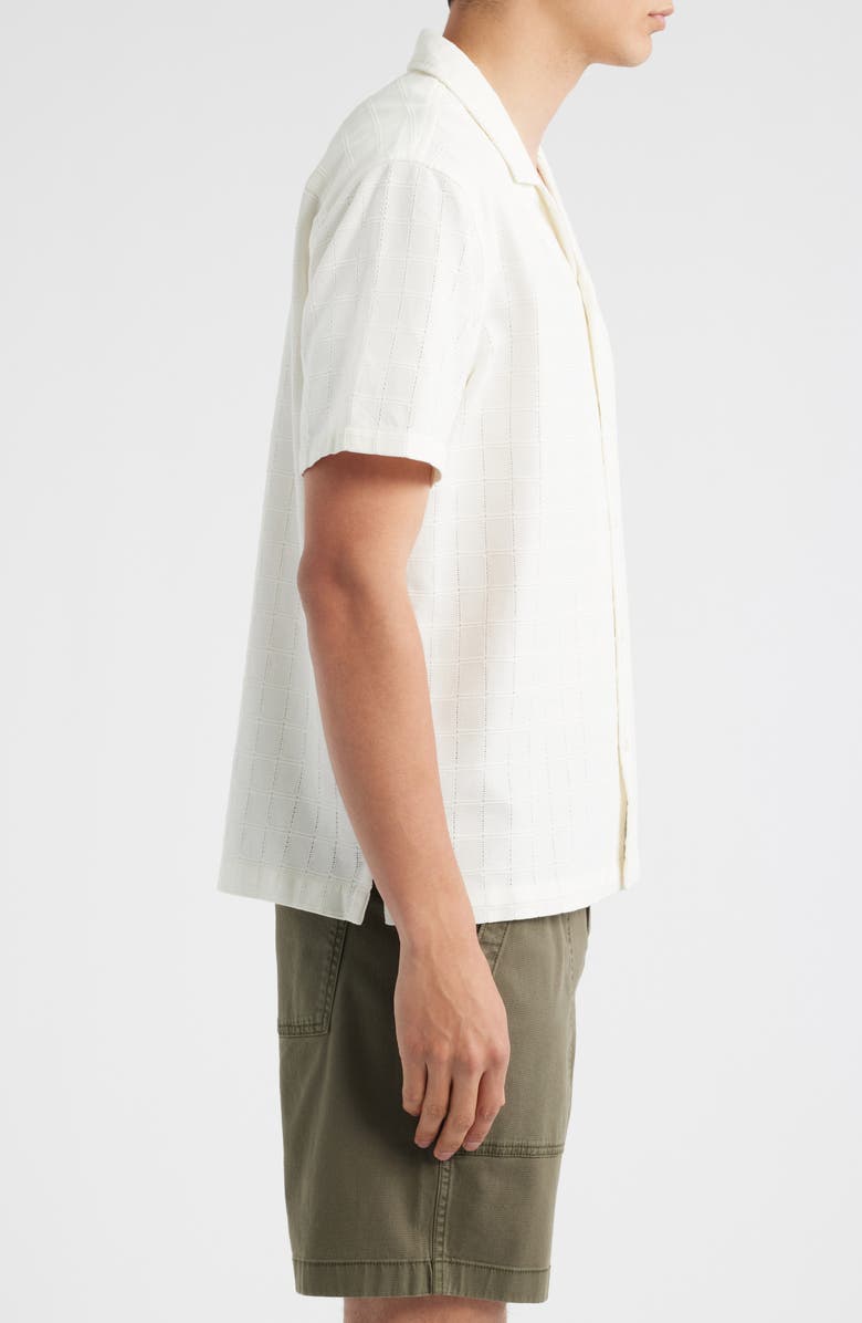 Treasure & Bond Grid Eyelet Cotton Camp Shirt, Alternate, color, Ivory Egret