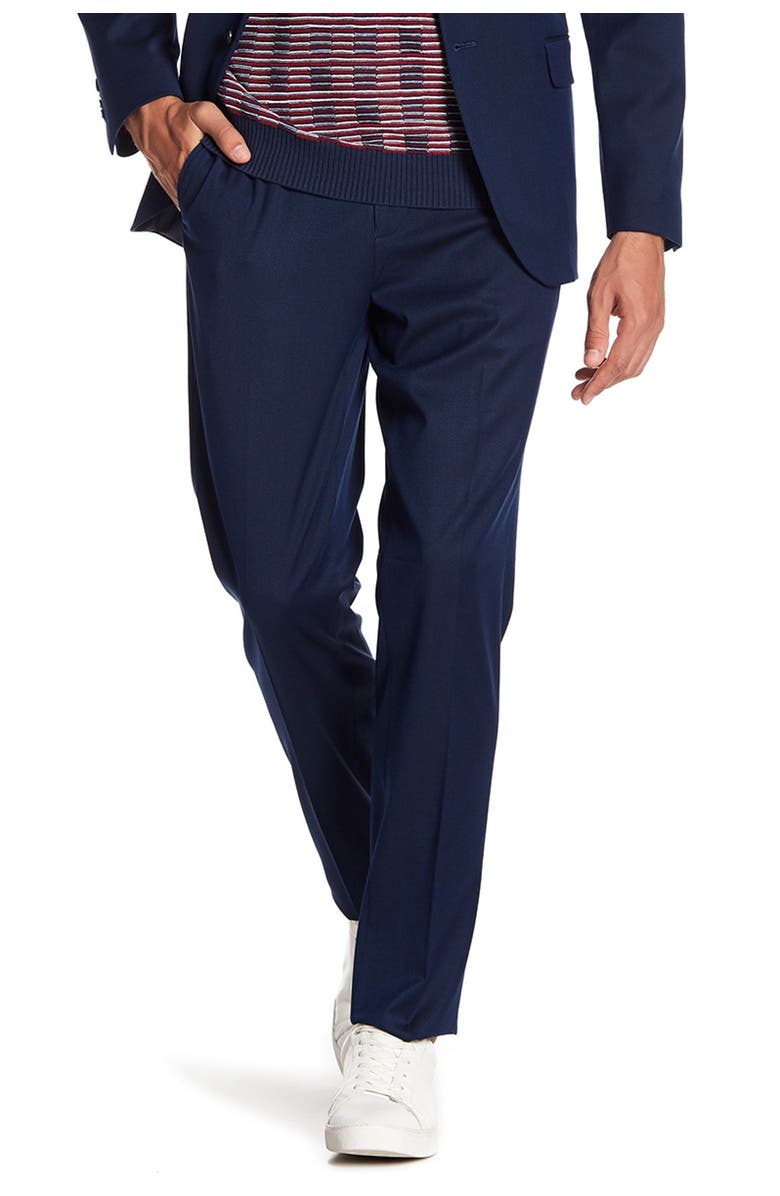 Ben Sherman Blue Birdseye Flat Front Suit Separates Pants - 30-34" Inseam, Main, color,