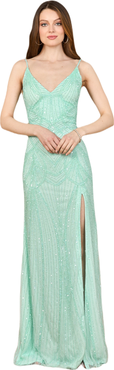 LARA New York Beaded Lace-up Dress with Slit