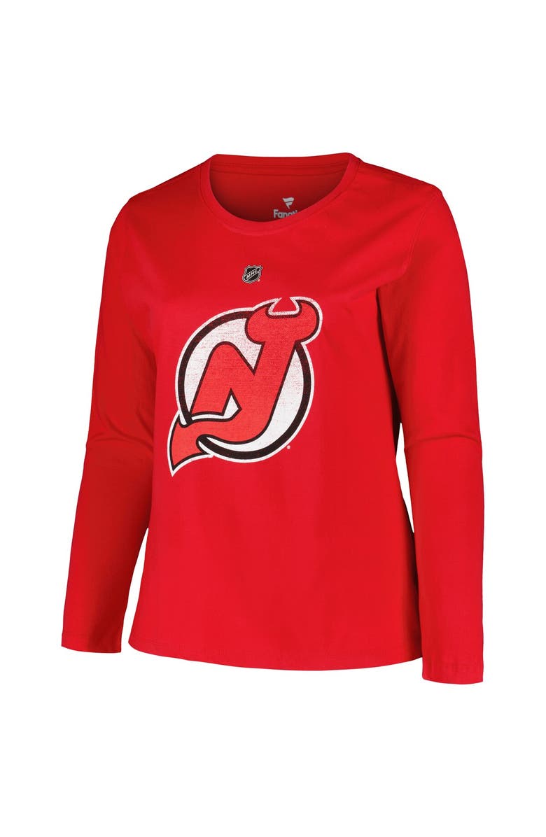 PROFILE Women's Profile Jack Hughes Red New Jersey Devils Plus Size Name & Number Long Sleeve T-Shirt, Alternate, color, Red