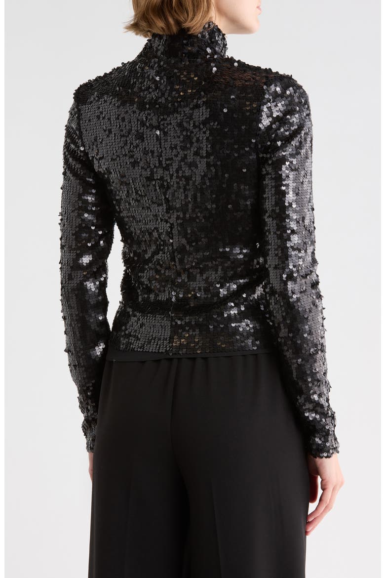 Lucy Sequin Turtleneck Top, Alternate, color, BLACK