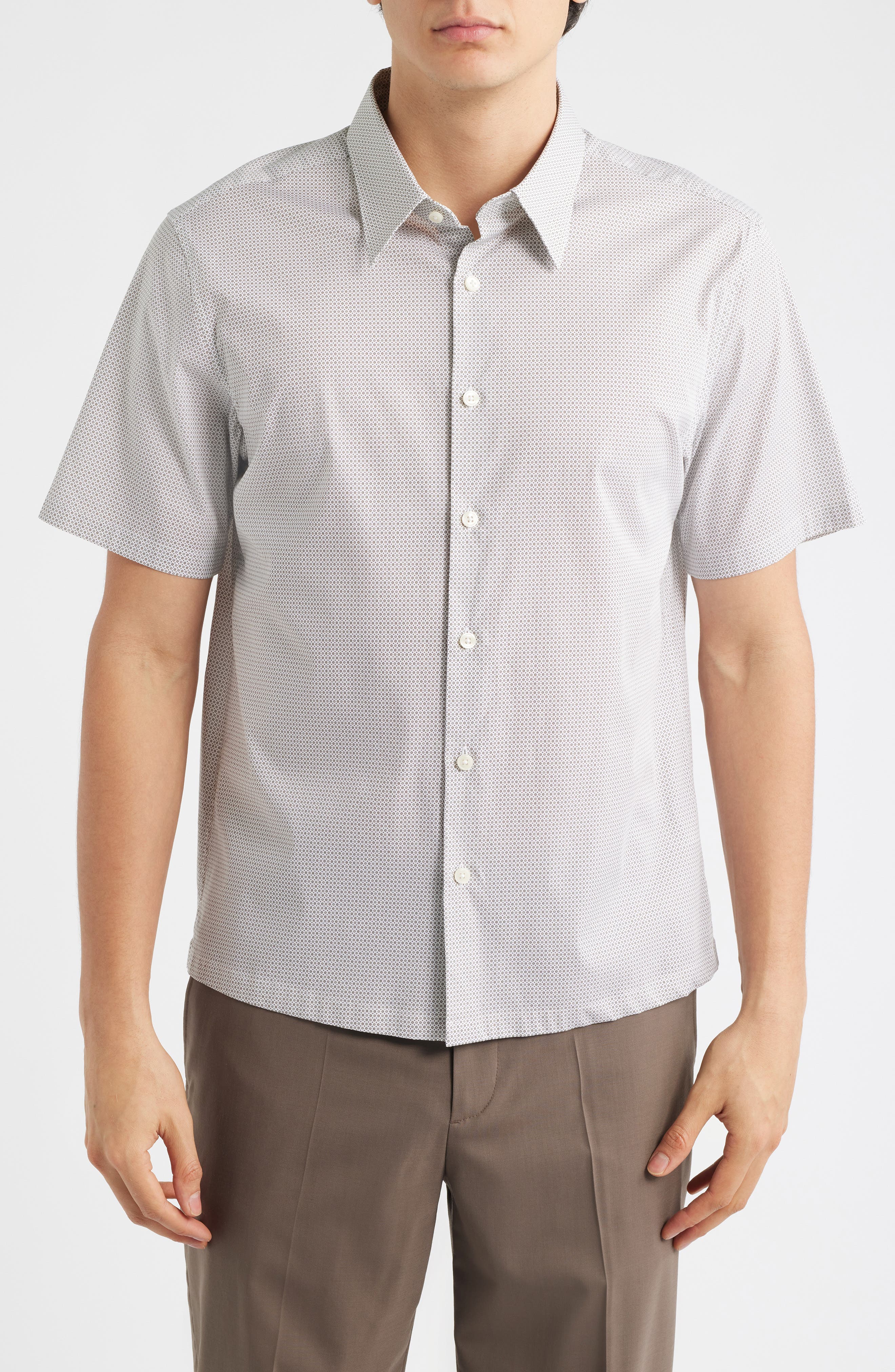 Irving Short Sleeve Stretch Cotton Button-Up Shirt