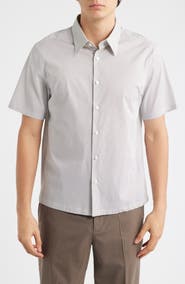 Theory Irving Short Sleeve Stretch Cotton Button-Up Shirt