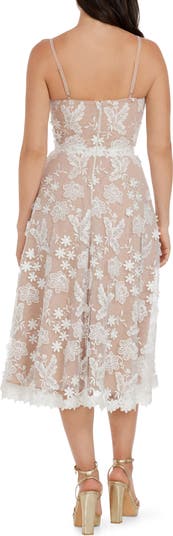 Tahani Floral Embroidered Fit & Flare Midi Dress