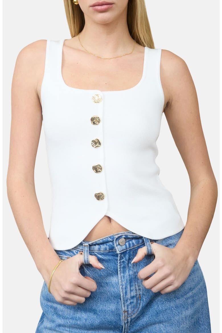 Buttoned Sweater Tank, Main, color, IVORY