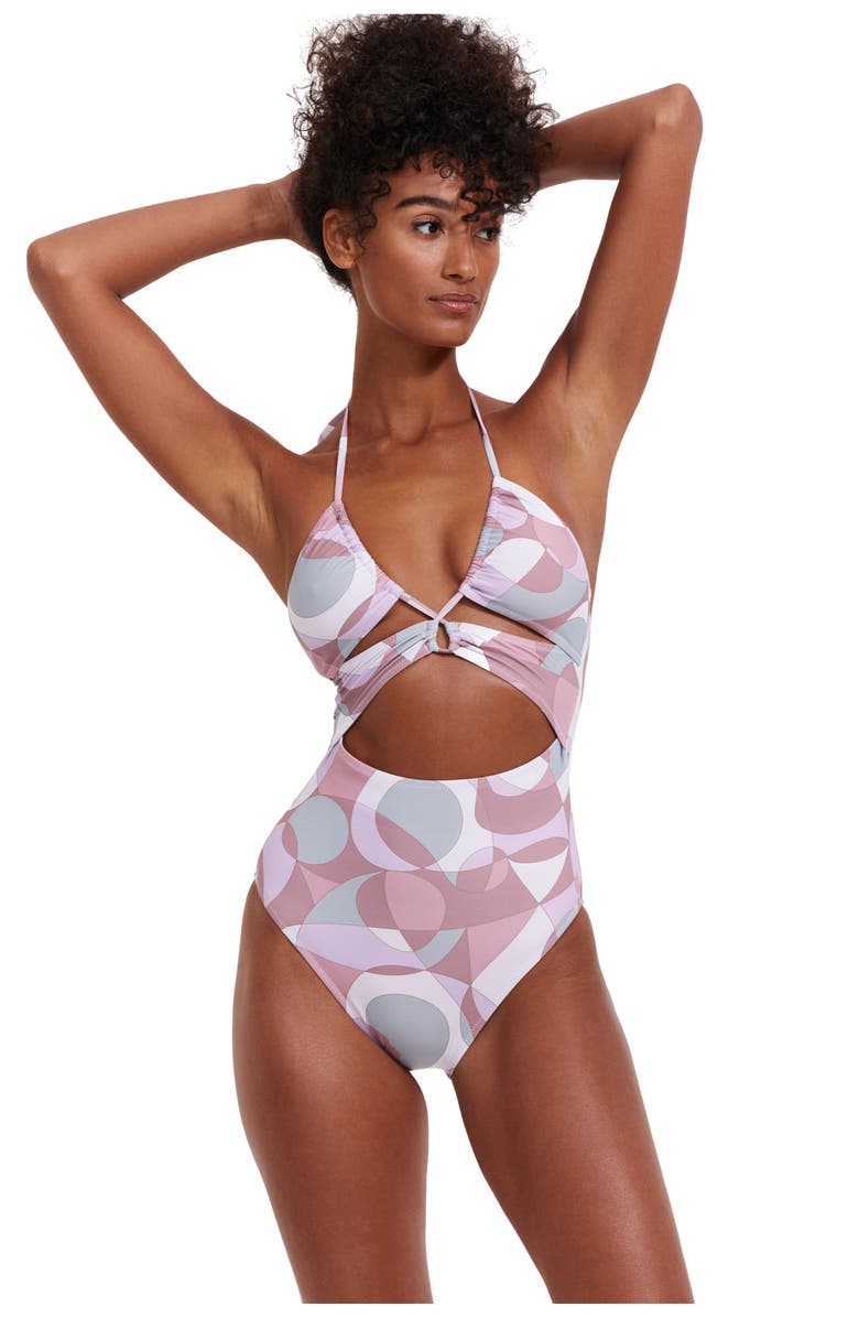 Flirtt Gottex Retro Vibes Cut Out One Piece, Main, color, Multi