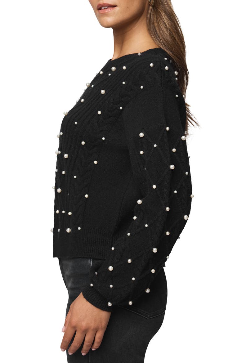 Demi Pearly Bead Sweater, Alternate, color, BLACK