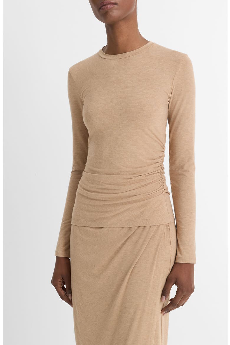 Side Drape Crewneck Top, Alternate, color, H CASHEW
