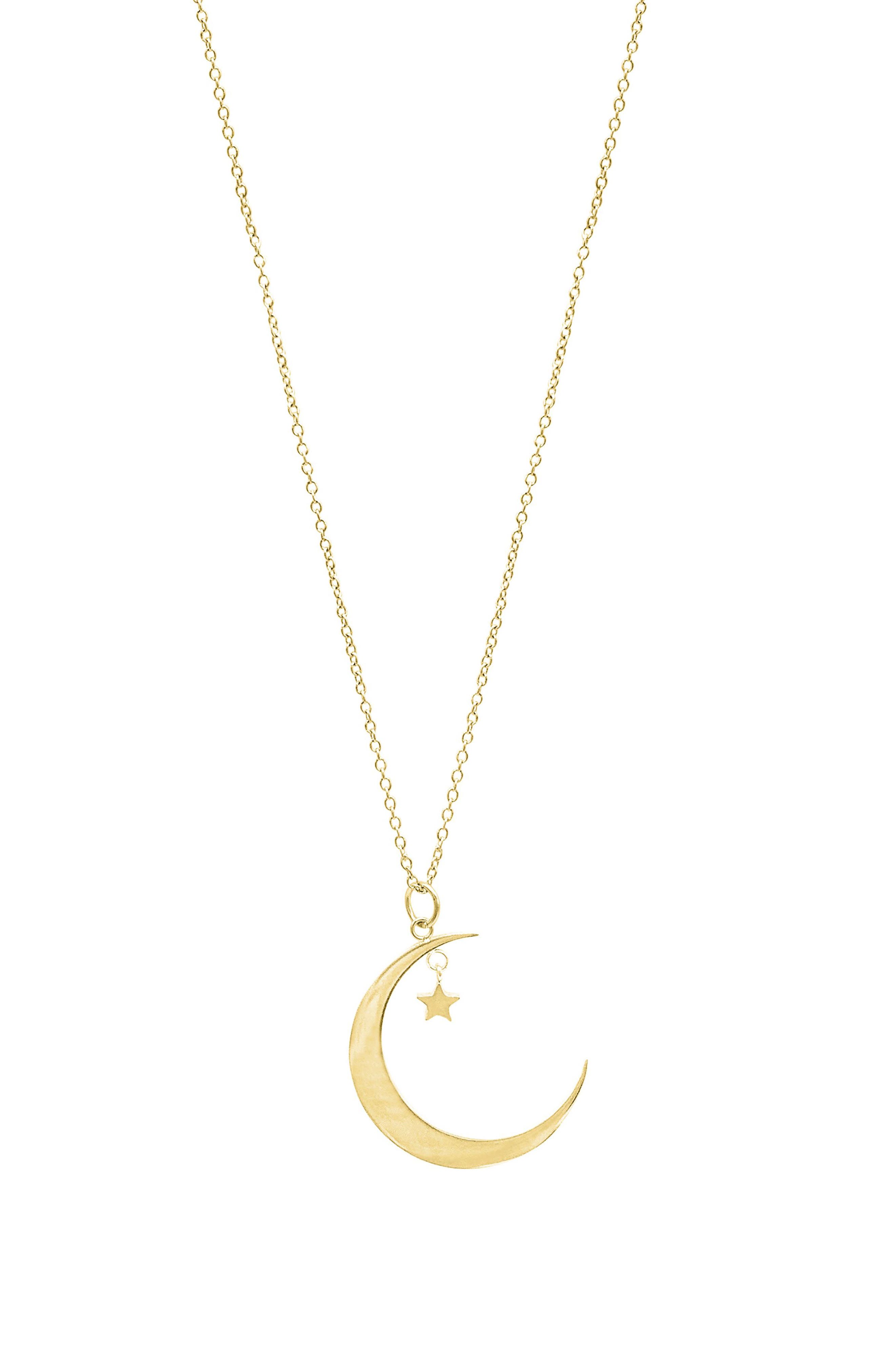 Adornia Hanging Moon & Star Pendant Necklace