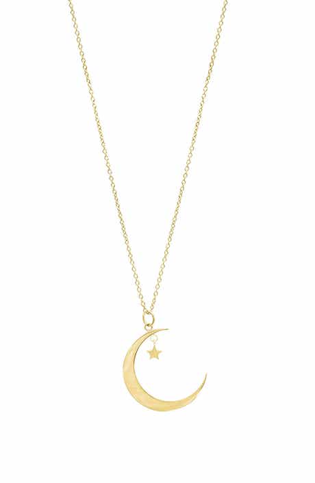 Adornia Hanging Moon & Star Pendant Necklace