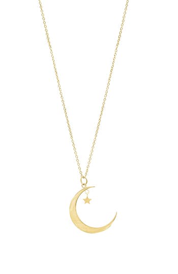 Adornia 14k Gold Plated Hanging Moon And Star Necklace In Gold