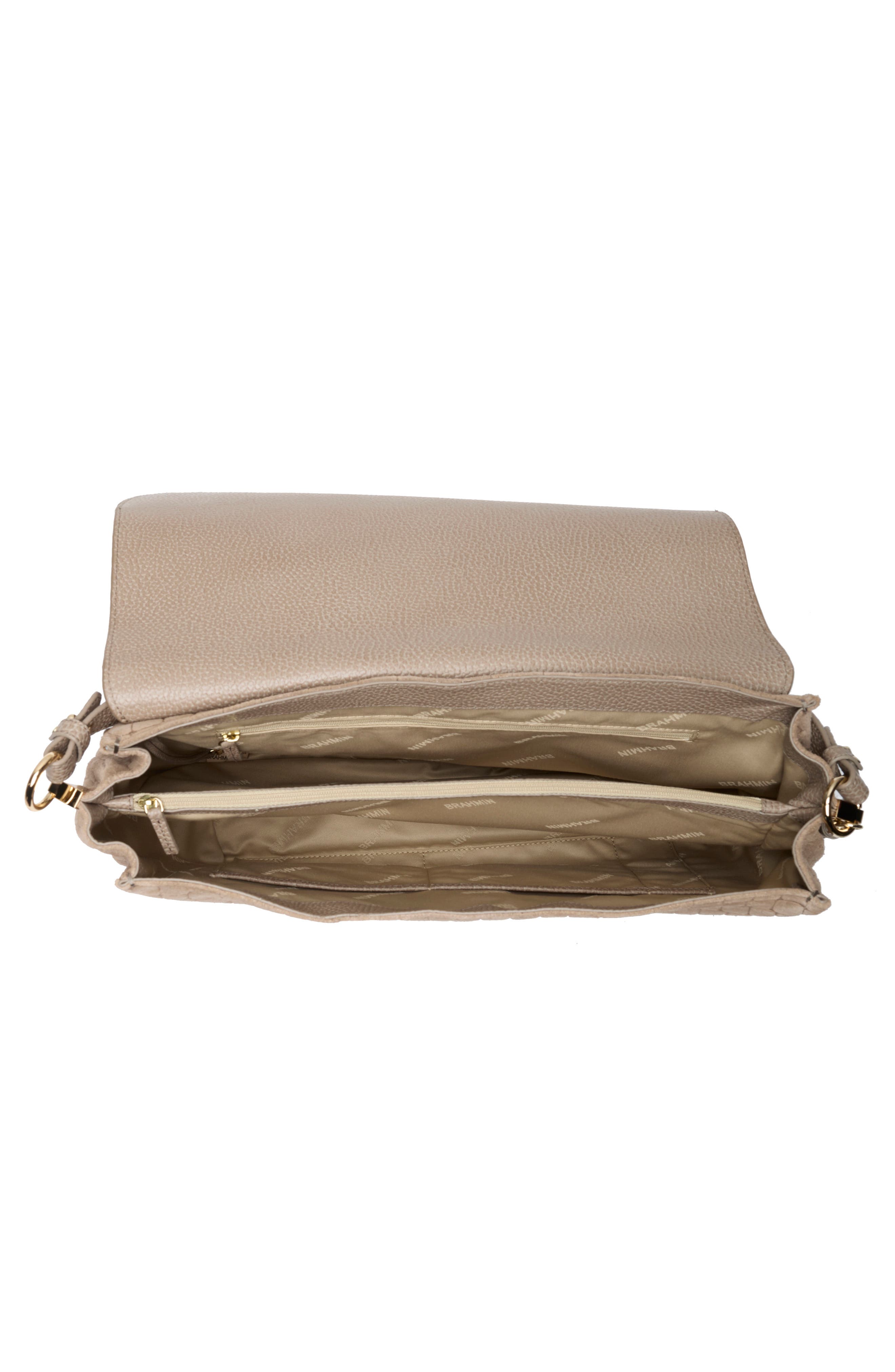 Jolene Croc Embossed Leather Shoulder Bag, Alternate, color, WARM GRAY BEDROCK