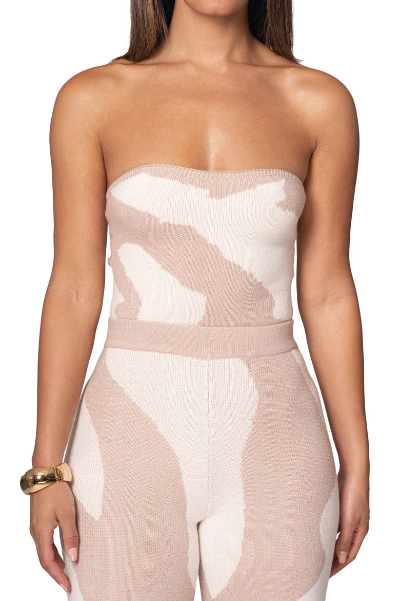 Tropic Oasis Strapless Knit Top, Main, color, BEIGE