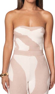 JLUXLABEL Tropic Oasis Strapless Knit Top