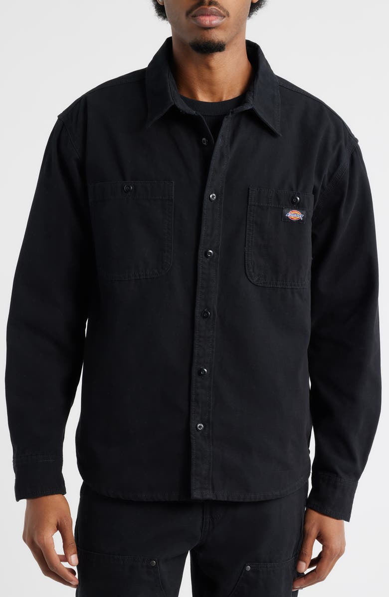 Dickies Johnsonville Relaxed Fit Cotton Canvas Button-Up Shirt, Alternate, color, Black