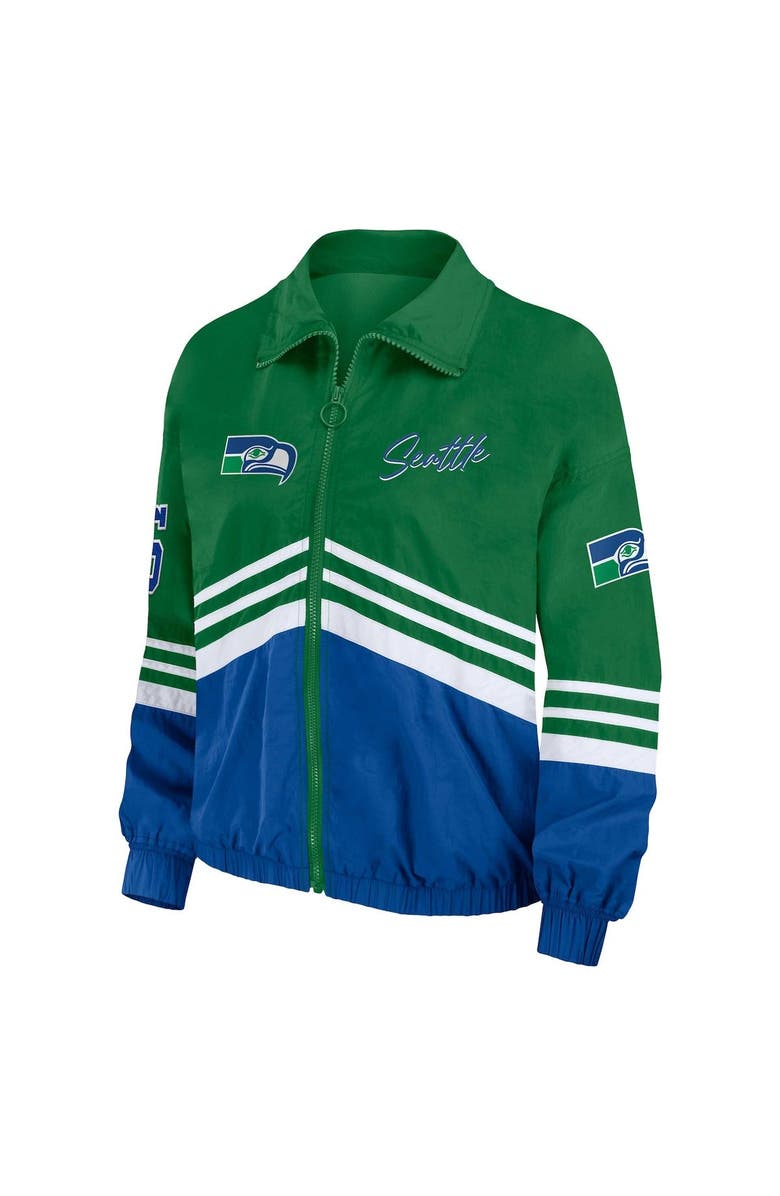 WEAR by Erin Andrews Women's WEAR by Erin Andrews Green Seattle Seahawks Vintage Throwback Windbreaker Full-Zip Jacket, Alternate, color,