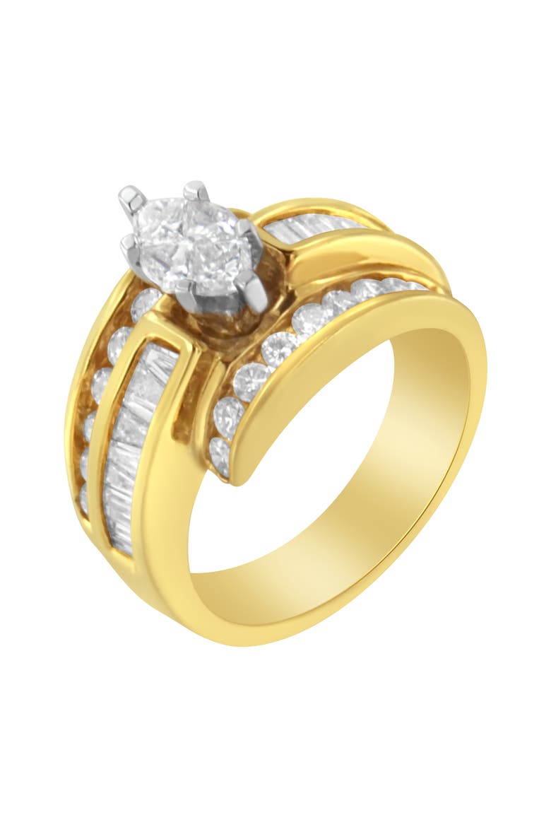 14KT Two-Toned Diamond Cocktail Ring, Alternate, color, Yellow Gold
