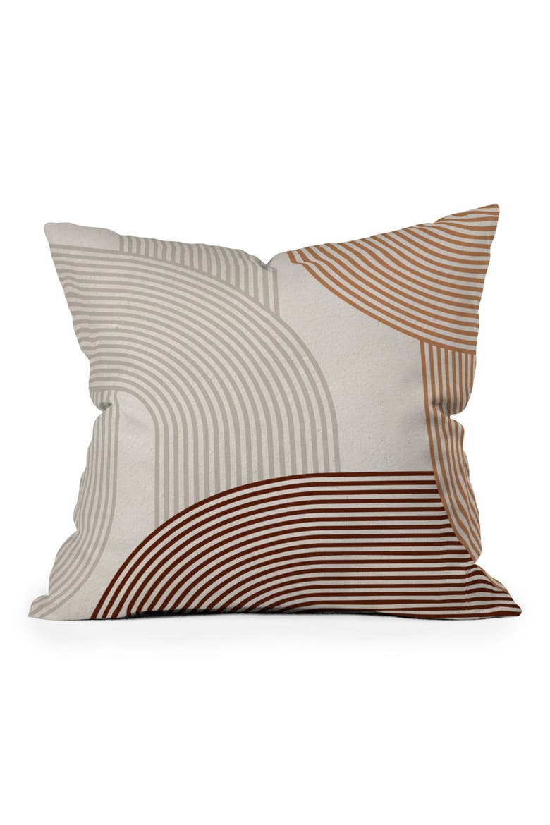 Iveta Mid Century Line Throw Pillow, Main, color, BEIGE