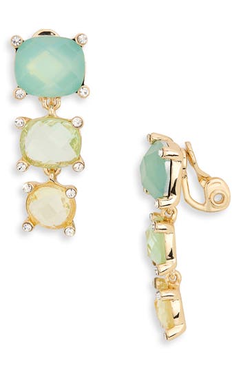 Ak Anne Klein Linear Clip-on Earrings In Green
