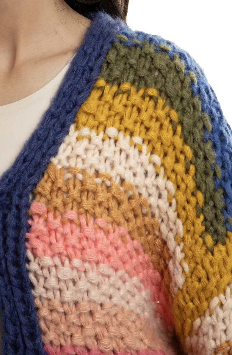 SAACHI Rainbow Stripe Reversible Sweater, Alternate, color, Multi Blue