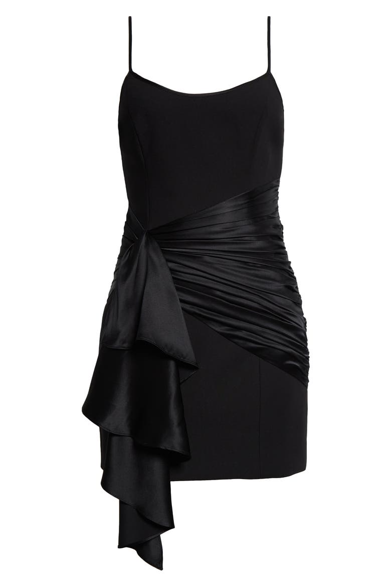 Anselle Mixed Media Cocktail Dress, Alternate, color, BLACK