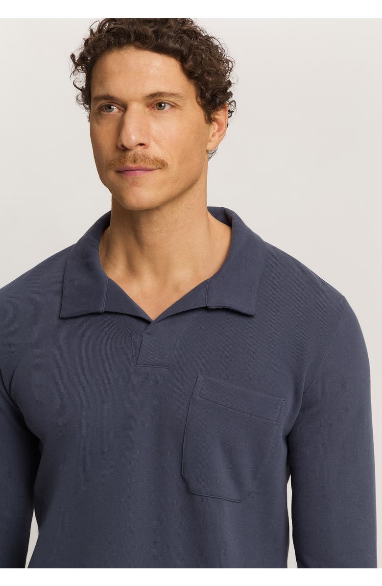 Hanro Travelwear Cotton Polo Collar Pullover, Alternate, color, Ombre Blue
