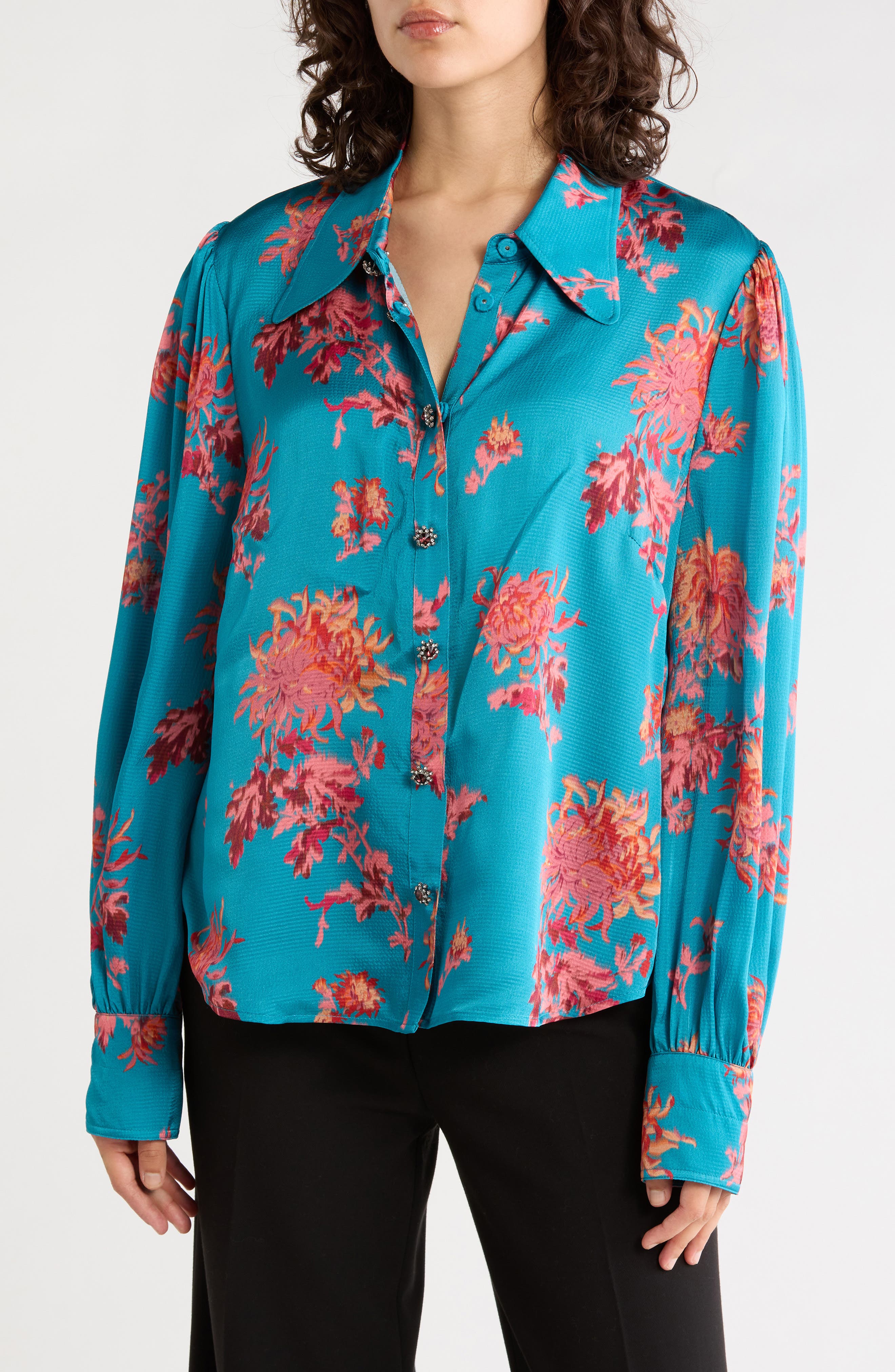 Lk Bennett Sonya Printed Long Sleeve Shirt In Mul-blue