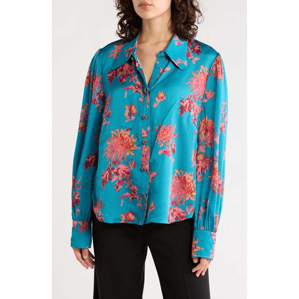 Lk Bennett Sonya Printed Long Sleeve Shirt In Mul-blue