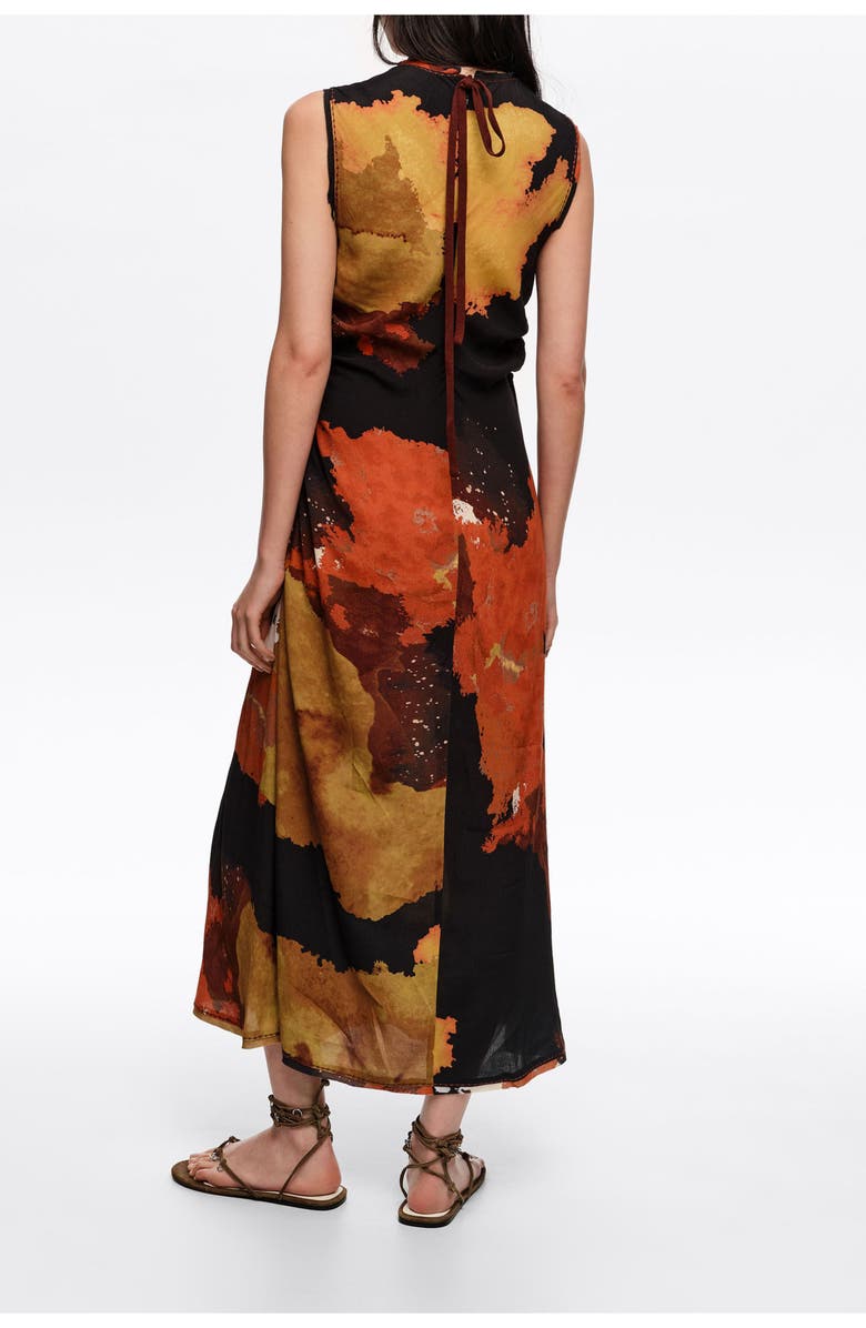 Bimba y Lola Fringed Armhole Midi Dress, Alternate, color, Blot Xl Black