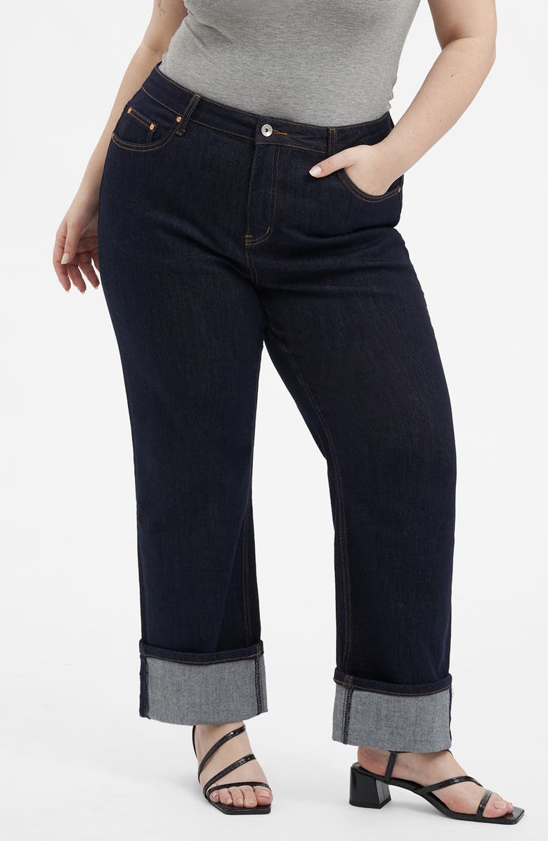 Bayeas High Waist Straight Leg Jeans, Main, color, Rinse